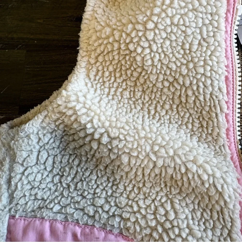 Vintage Patagonia Sherpa Vest Pink Baby Girl Toddler Color Block Cream 24M